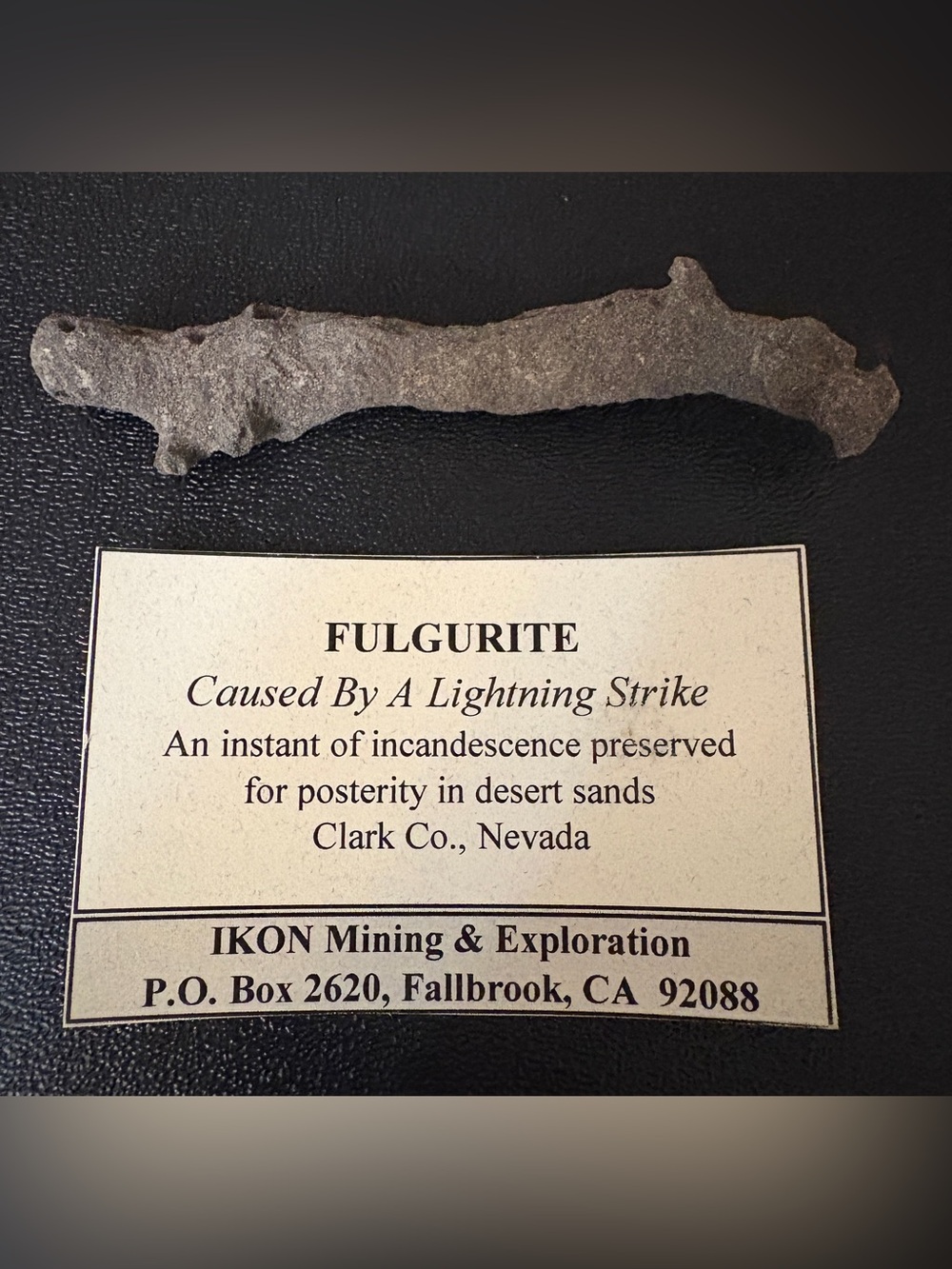 Fulgurite Lightning Strike Rock Clark Co Nevada IKON Mining